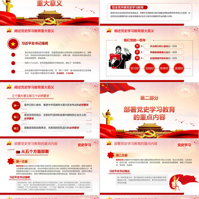 热烈庆祝中国共产党成立100周年PPT8090讲党史红色大气专题党课模板