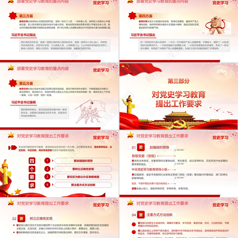 热烈庆祝中国共产党成立100周年PPT8090讲党史红色大气专题党课模板