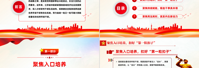 让优秀年轻干部活水长流PPT红色党建风2022年国企机关事业党日活动党课课件模板