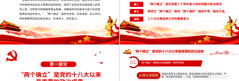 领悟两个确立做到两个维护PPT党政风以优异成绩迎接党的二十大召开专题课件模板