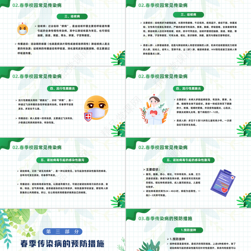 2024春季传染病预防PPT卡通插画风中小学生关注健康从我做起主题班会模板课件