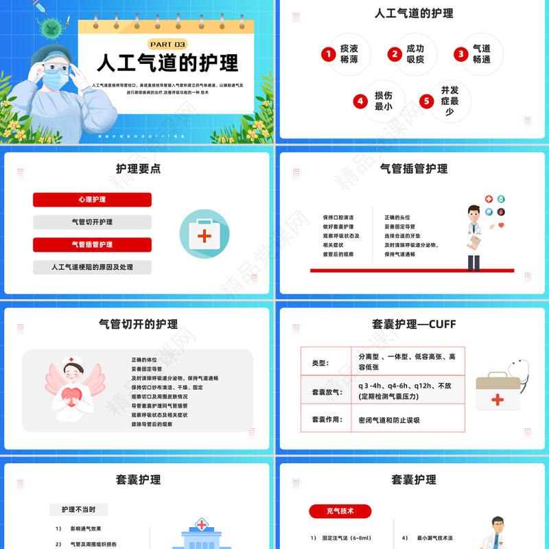 2024人工气道的护理PPT大气精美卡通医院人工气道的护理培训模板课件