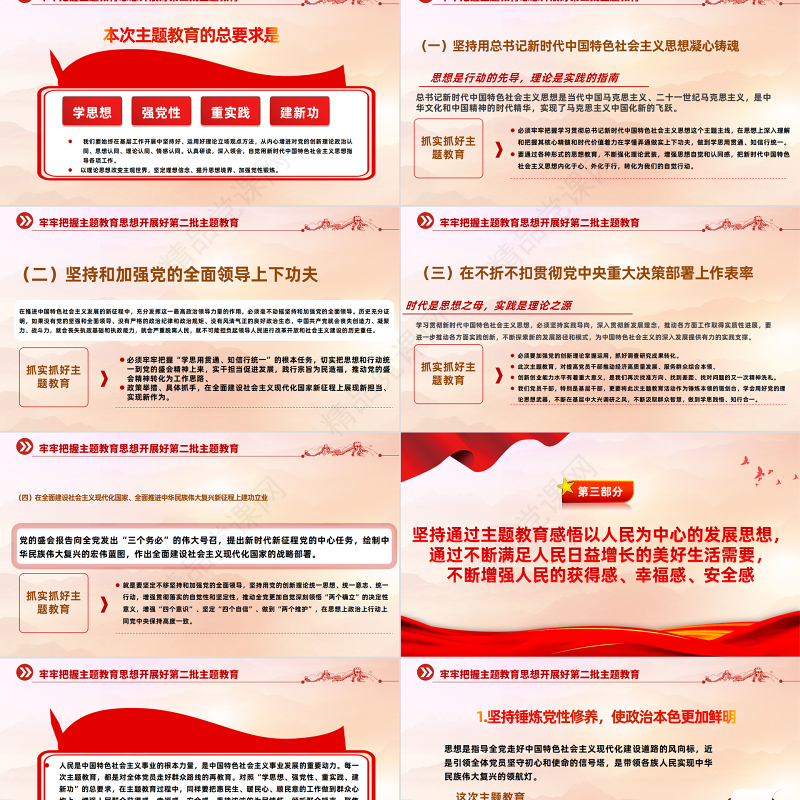 2023牢牢把握主题教育思想开展第二批主题教育PPT优质简约学思想强党性重实践建新功党内主题教育党课课件
