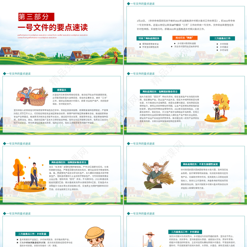 全面推进乡村振兴PPT深入解读关于做好全面推进乡村振兴重点工作的意见专题党课课件模板下载