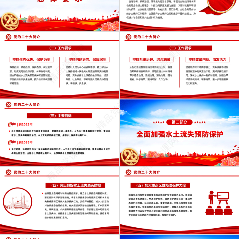 红色简洁中共中央办公厅国务院办公厅印发关于加强新时代水土保持工作的意见PPT专题党课模板课件