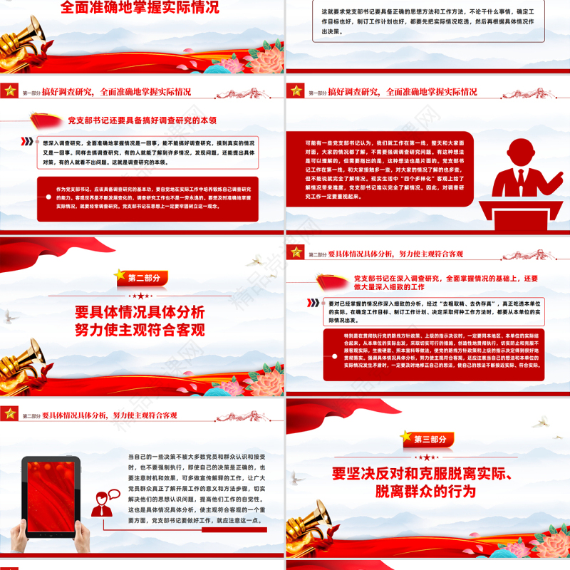 2023党支部书记工作方法PPT简约实用搞好调查研究坚持一切从实际出发党员辅导党课课件