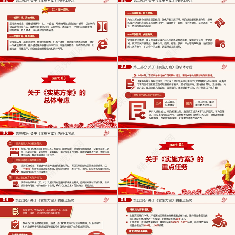 “十四五”推进西部陆海新通道高质量建设实施方案PPT大气简洁风构建通道融合开放发展新局党课模板
