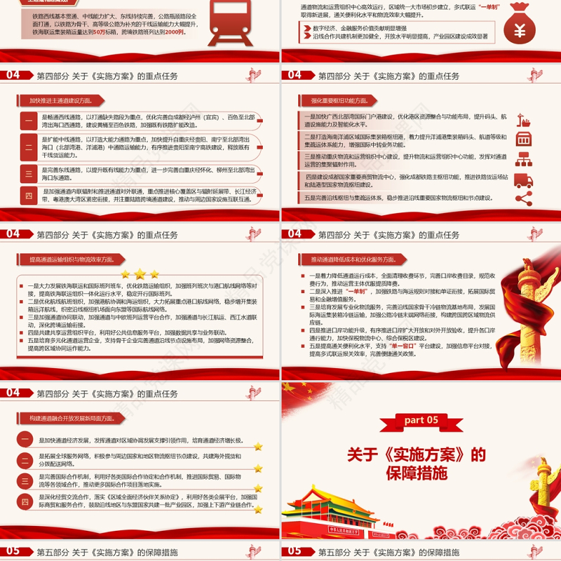 “十四五”推进西部陆海新通道高质量建设实施方案PPT大气简洁风构建通道融合开放发展新局党课模板