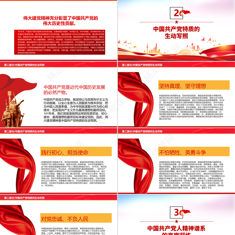 重温建党精神PPT党政风精品喜迎党的二十大专题课件模板