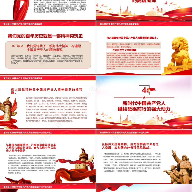 重温建党精神PPT党政风精品喜迎党的二十大专题课件模板