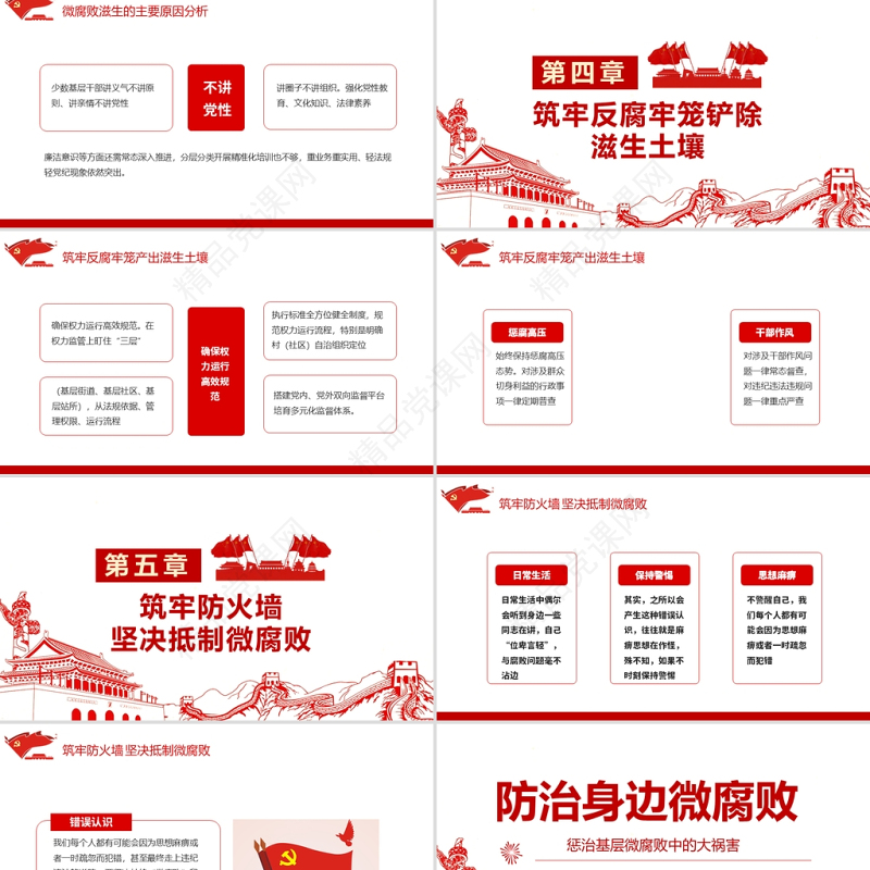 防治身边微腐败PPT党政风简约基层党组织党支部反复倡廉党风廉政建设微党课课件