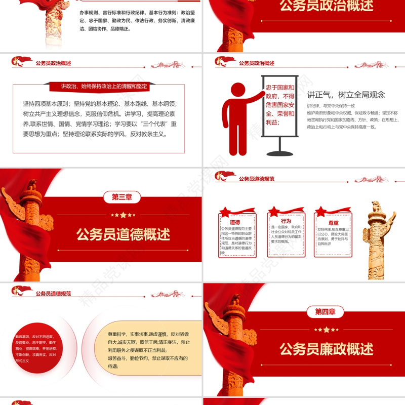 公务员行为规范PPT红色简约风公务员行为规范教养体现素质细节决定成败专题党课课件