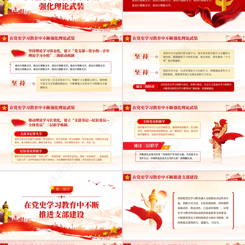 学党史牢记初心使命践行宗旨意识PPT红色简洁深入推进党史学习教育走深走实专题党课辅导课件