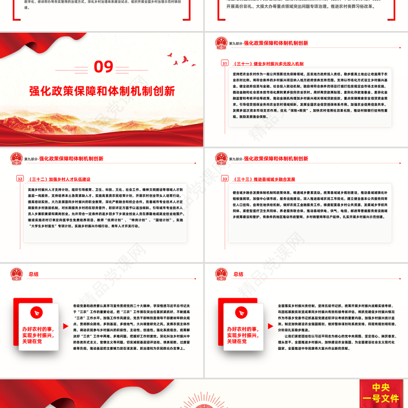 2023年中央一号文件PPT党政风优质关于做好全面推进乡村振兴重点工作的意见党课课件