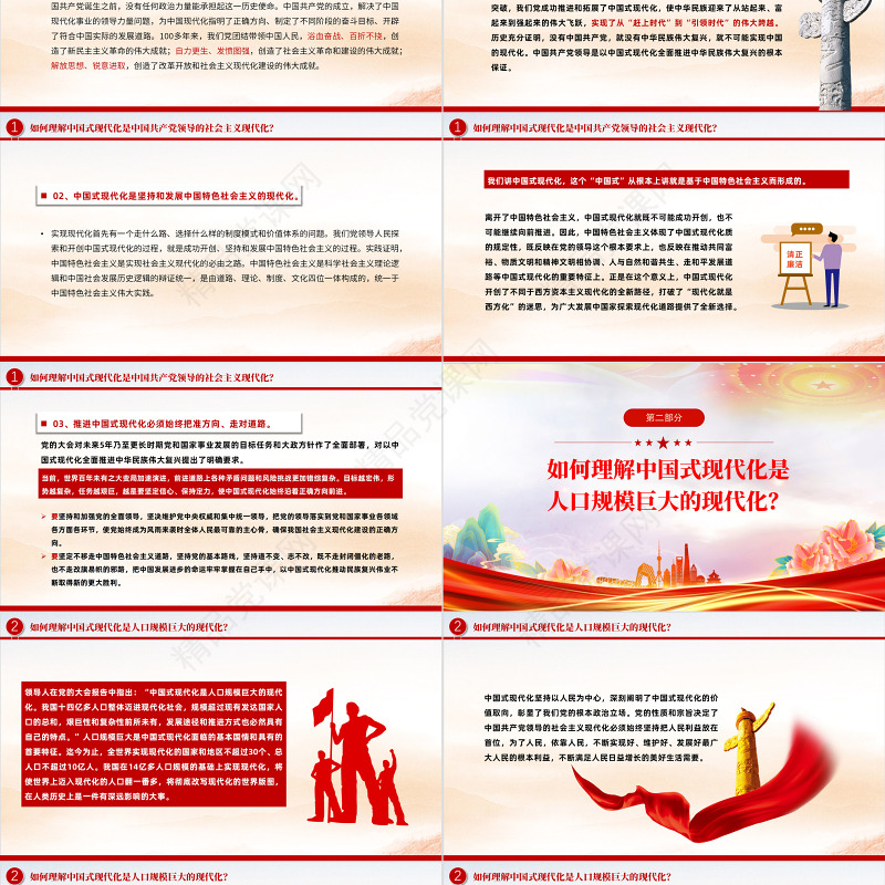 2023大会报告辅导百问关于中国式现代化PPT大气精美党员干部学习教育专题党课模板课件