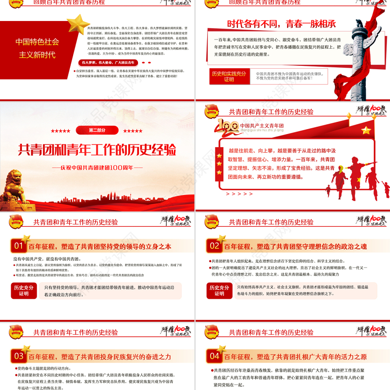 精品学习贯彻相关领导在庆祝中国共产主义青年团成立100周年大会上的重要讲话精神团课课件PPT模板