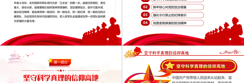 把握锻造四铁过硬部队的实践要求PPT党建风庆祝建军95周年专题党课课件模板