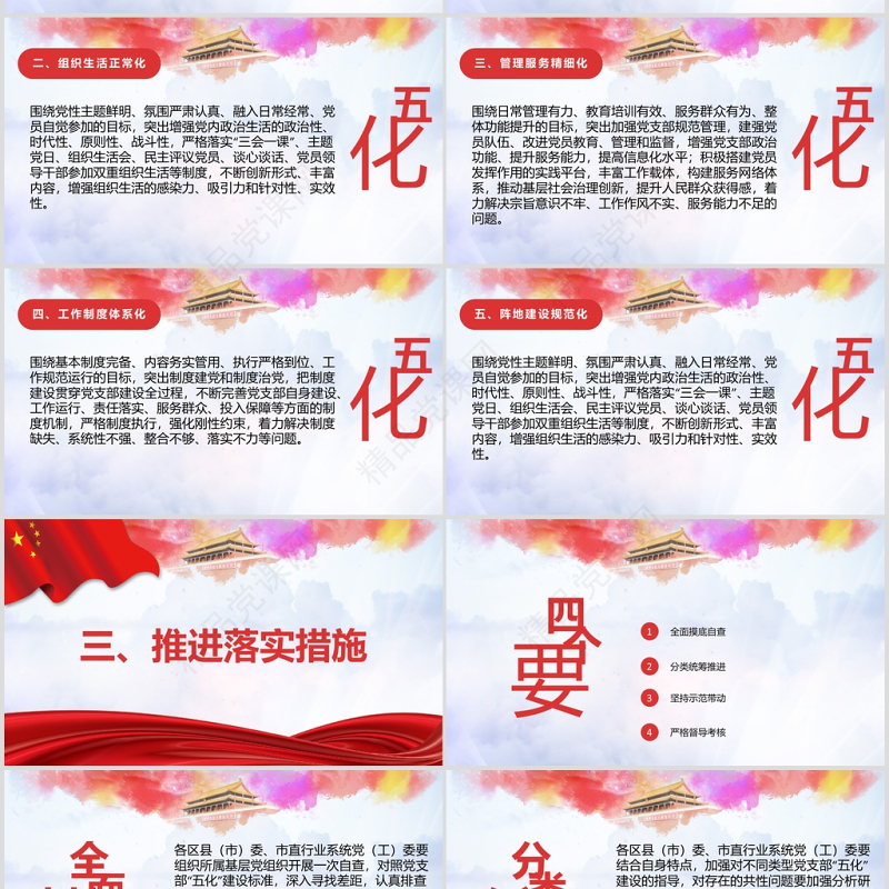 五强五化中国风党课PPT模板