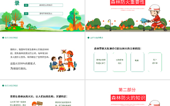 平安清明森林防火PPT清新插画风清明节森林防火安全教育主题班会课件模板