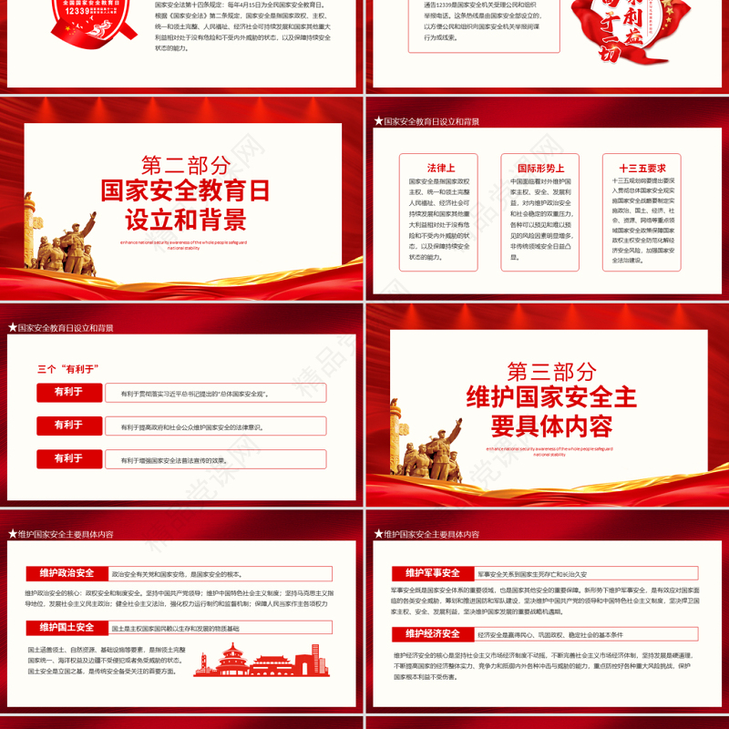 红色党政风国家安全教育日PPT增强全民国家安全意识