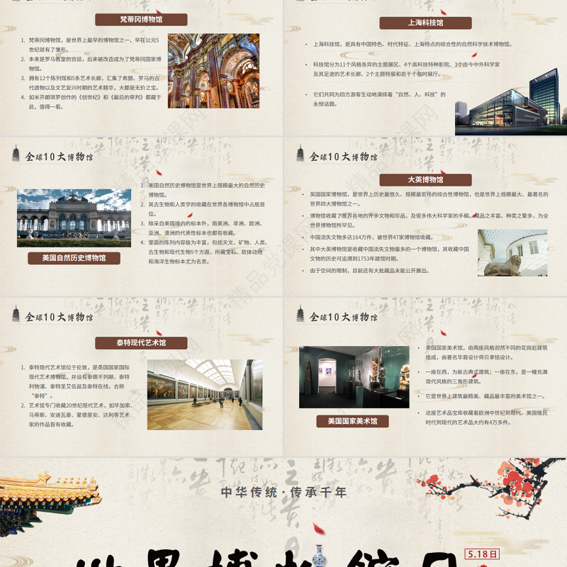 大气中国风世界博物馆日介绍PPT