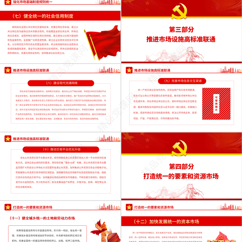 关于加快建设全国统一大市场的意见PPT红色简洁构建新发展格局专题课件