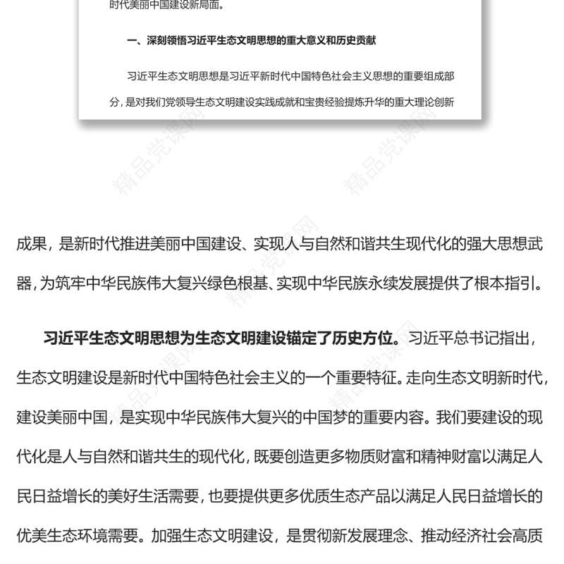 深入学习贯彻习近平生态文明思想努力开创新时代美丽中国建设新局面党员干部学习教育专题党课