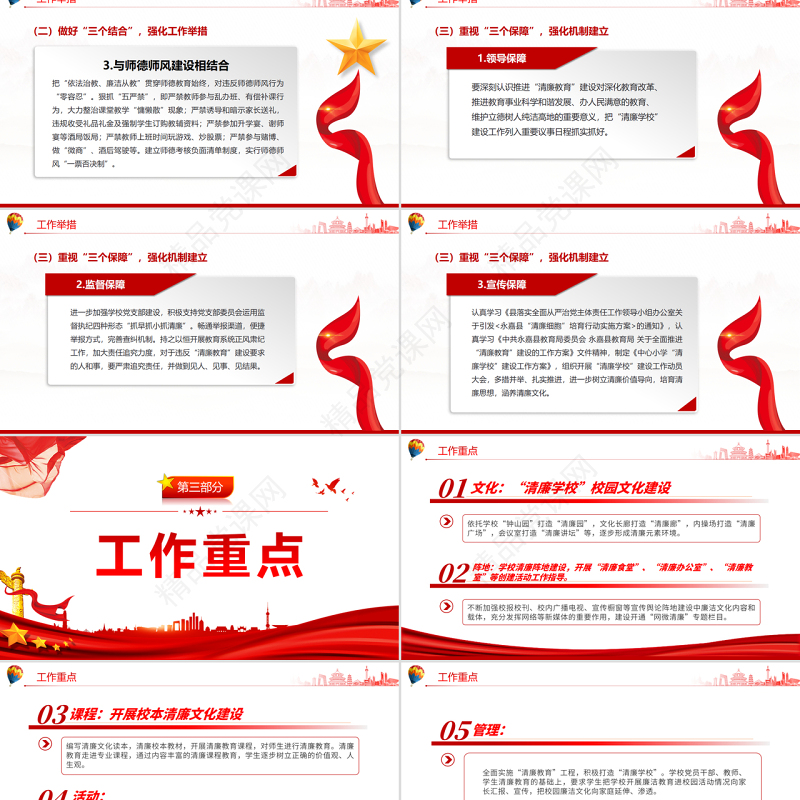 中小学清廉学校建设工作方案PP简约优质清风沐桃李清廉润校园清廉校园建设党课