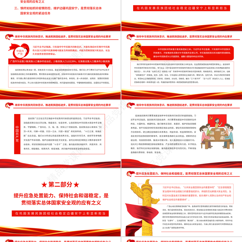 在巩固发展民族团结社会稳定边疆安宁上彰显新担当PPT党政风党员干部深入学习总体国家安全观专题党课课件