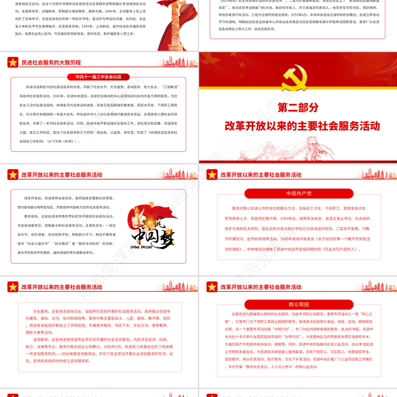 中国民主促进会社会服务的历程与启示PPT党政风党员干部学习教育专题党课