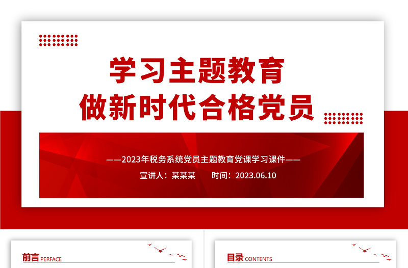 2023学习主题教育做新时代合格党员PPT党政风优质2023年税务系统党员主题教育党课学习课件