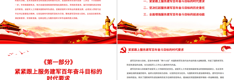 退役军人工作服务建军百年奋斗目标责任重大PPT深入贯彻总书记重要指示精神党课