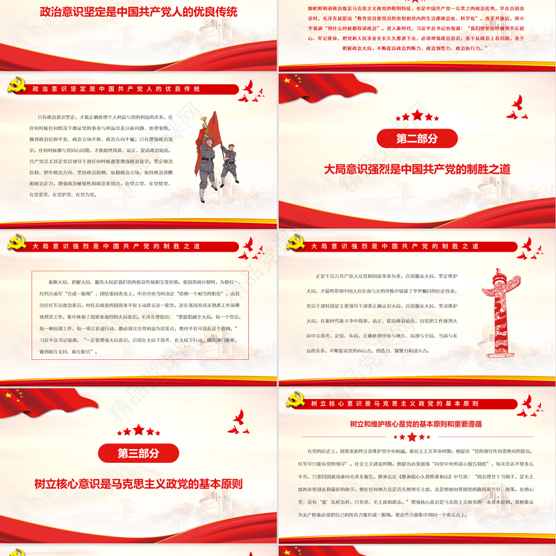 从百年党史中汲取牢固树立“四个意识”的历史经验PPT党政风党员干部主题党日专题党课