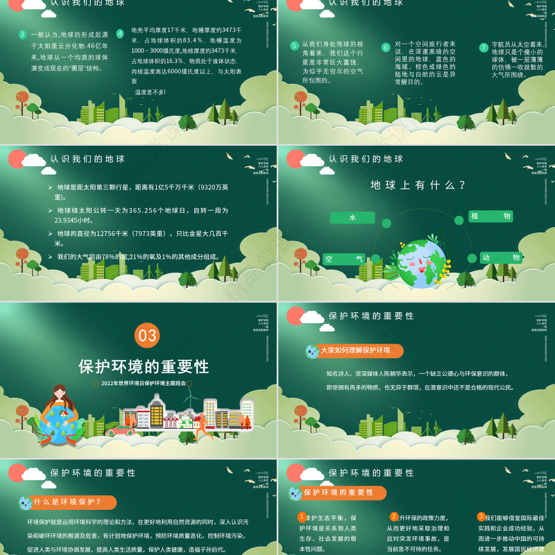 绿色简约世界环境日植树造林共建美好家园PPT课件