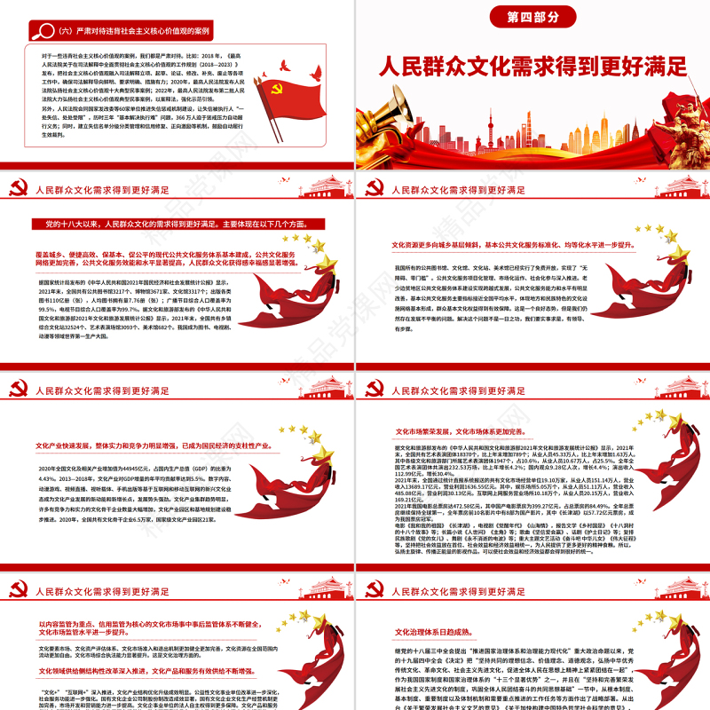 新时代文化建设的重大成就PPT红色党政风以实际行动迎接党的二十大胜利召开专题党课