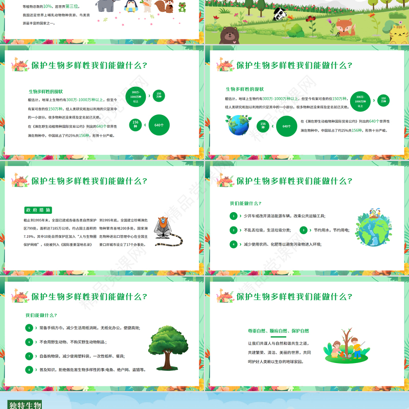 清新卡通国际生物多样日介绍PPT