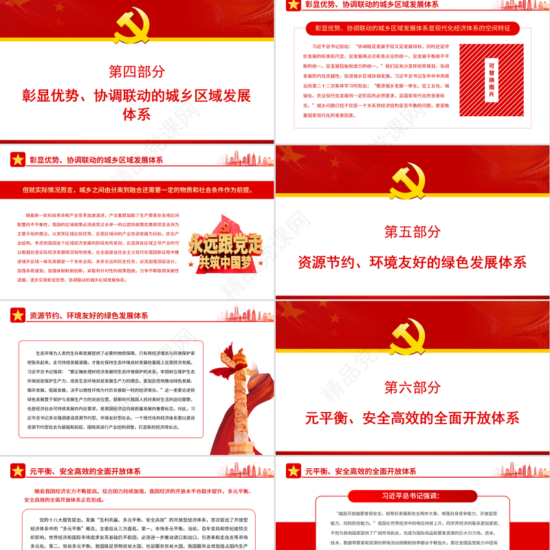 深刻把握现代化经济体系的科学内涵PPT红色党政风党员干部学习教育专题党课课件