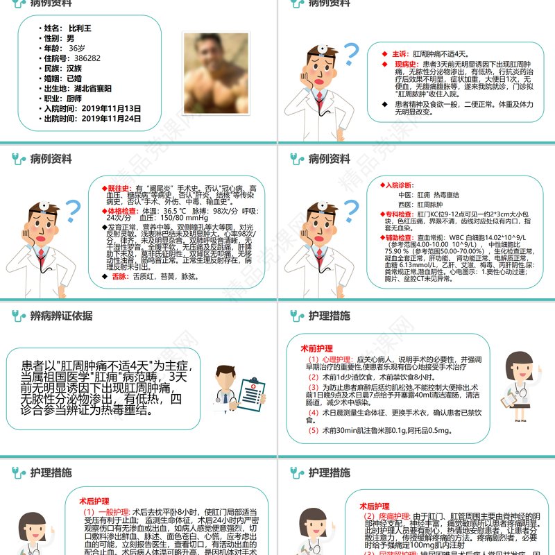肛肠科护理查房PPT清新扁平风护理查房通用PPT