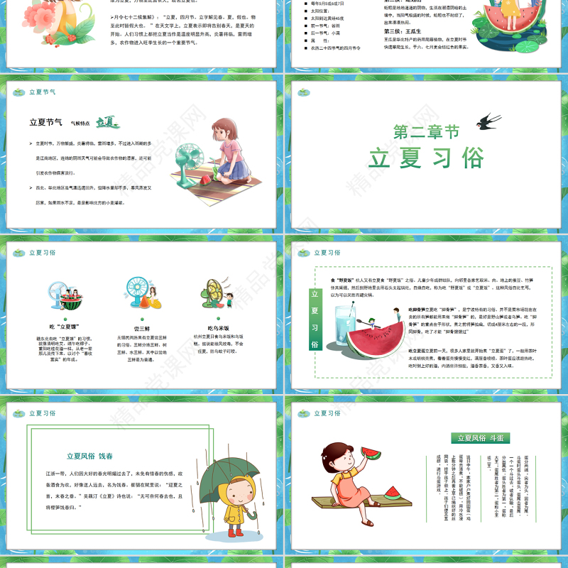 卡通二十四节气立夏介绍模板宣传PPT