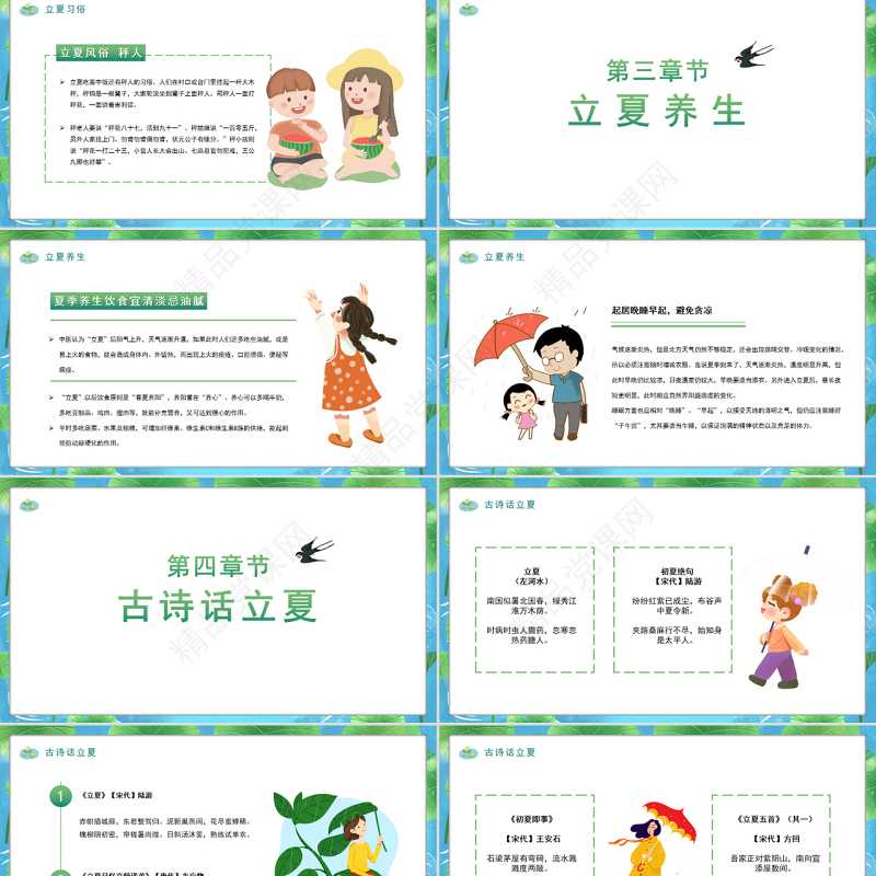 卡通二十四节气立夏介绍模板宣传PPT
