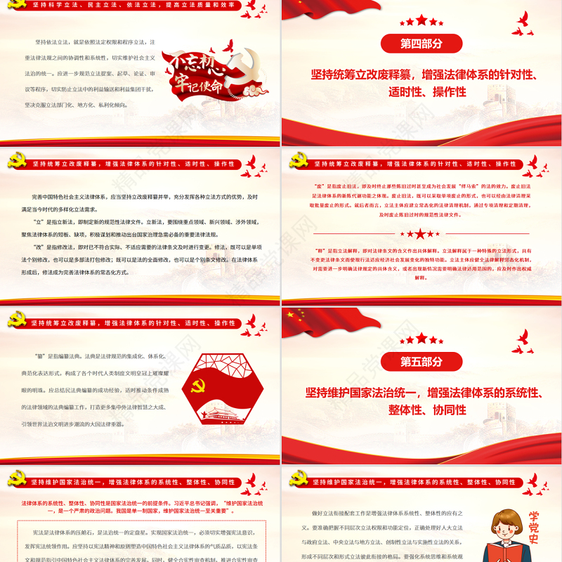 完善以宪法为核心的中国特色社会主义法律体系PPT党政风党员干部学习教育专题党课
