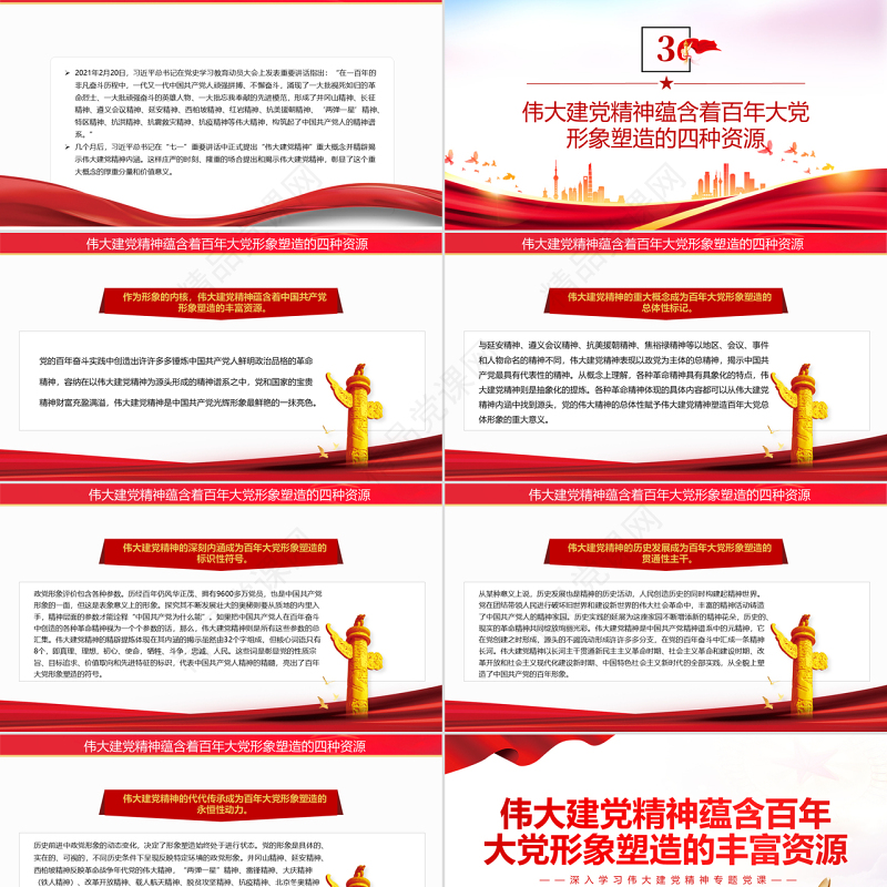 伟大建党精神蕴含百年大党形象塑造的丰富资源PPT党政风深入学习伟大建党精神专题党课