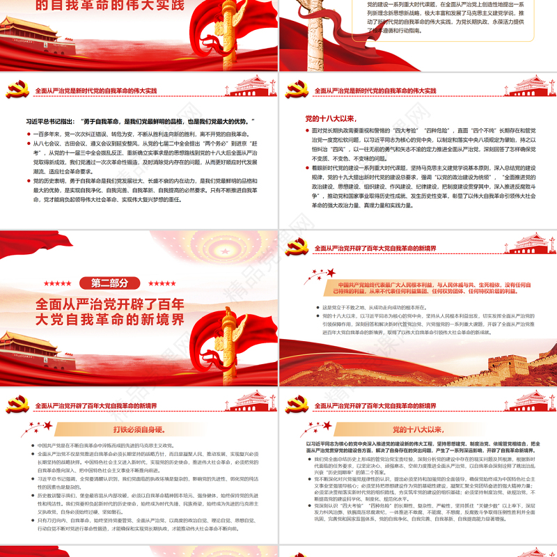 以自我革命精神把全面从严治党向纵深推进PPT党政风党支部主题党日专题党课