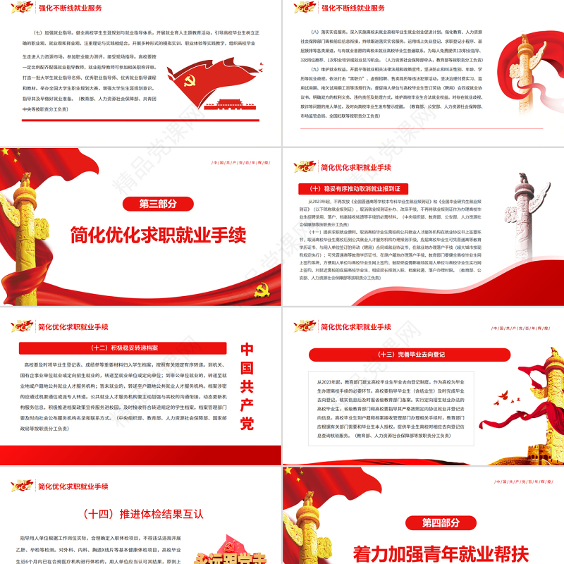 红色党政风关于进一步做好高校毕业生等青年就业创业工作的通知PPT课件