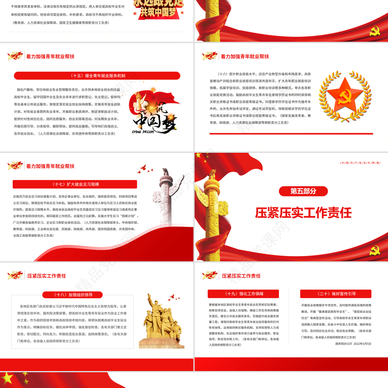 红色党政风关于进一步做好高校毕业生等青年就业创业工作的通知PPT课件