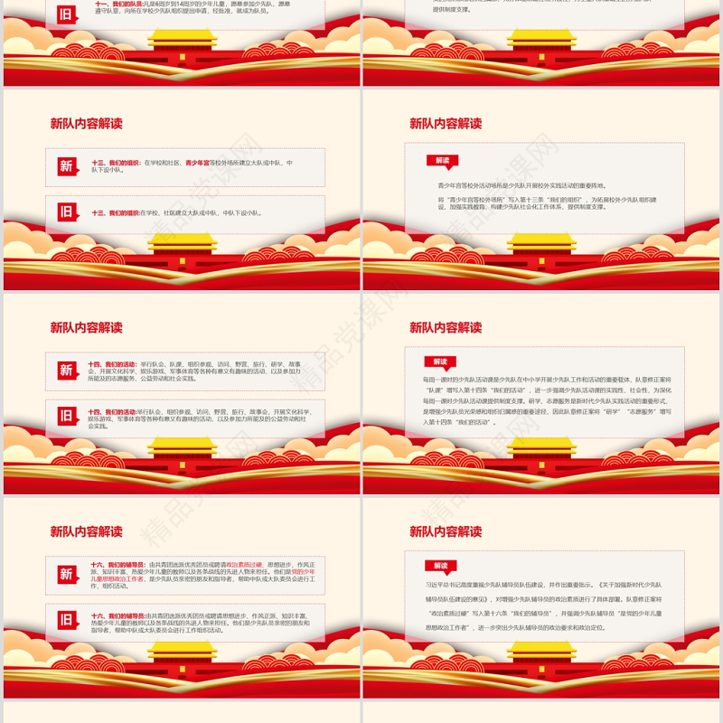 卡通党建风中国少年先锋队少先队章程PPT模板