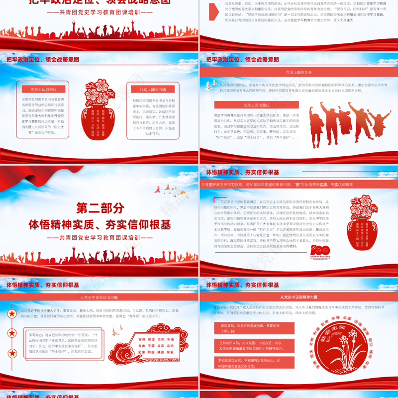 学党史强信念跟党走PPT共青团党史学习教育主题教育团课PPT模板