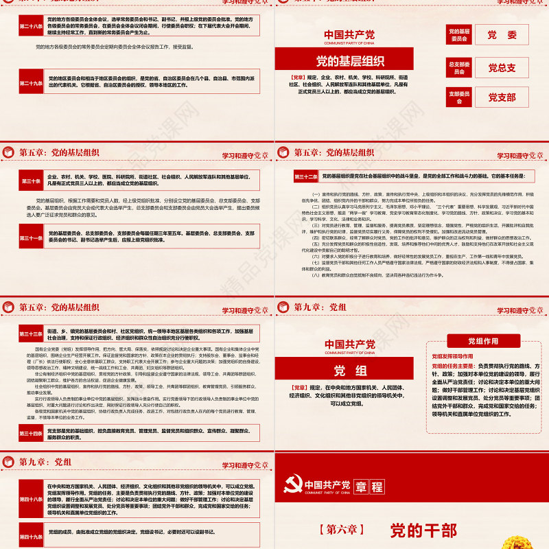 中国共产党章程PPT党政风优质党章发展历程及新党章全文党员学习专题课件