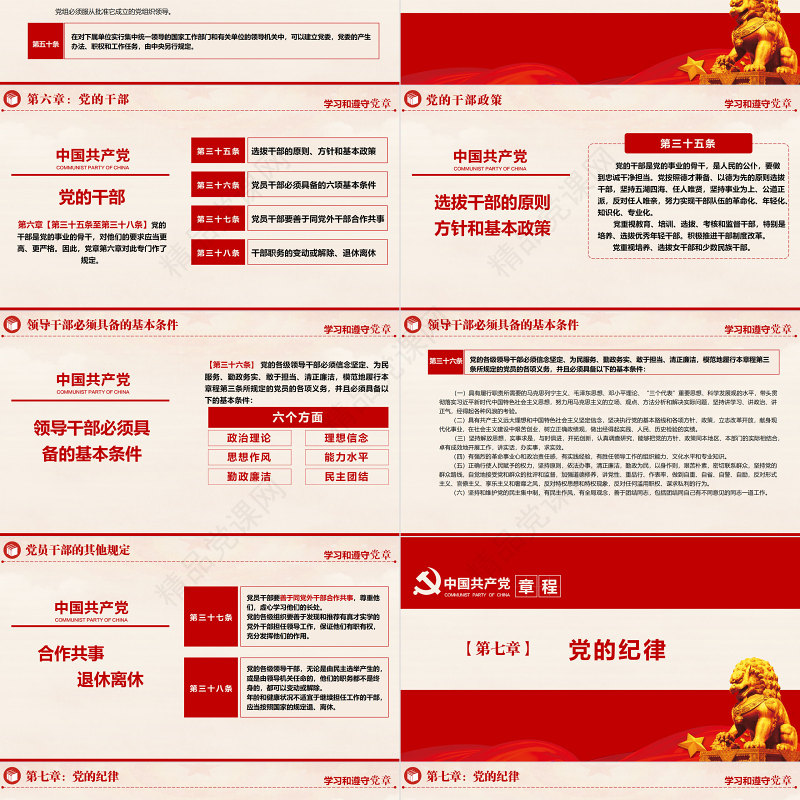 中国共产党章程PPT党政风优质党章发展历程及新党章全文党员学习专题课件