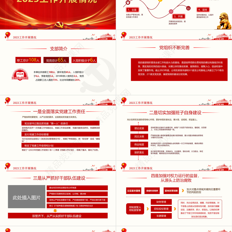 年终党建工作总结计划PPT大气精美党支部述职报告精选模板